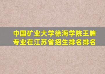 中国矿业大学徐海学院王牌专业在江苏省招生排名排名
