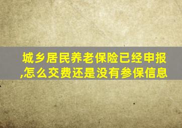 城乡居民养老保险已经申报,怎么交费还是没有参保信息