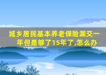 城乡居民基本养老保险漏交一年但是够了15年了,怎么办