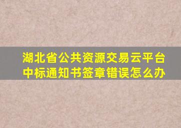 湖北省公共资源交易云平台中标通知书签章错误怎么办