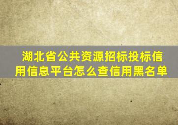 湖北省公共资源招标投标信用信息平台怎么查信用黑名单
