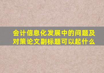 会计信息化发展中的问题及对策论文副标题可以起什么