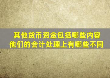 其他货币资金包括哪些内容他们的会计处理上有哪些不同