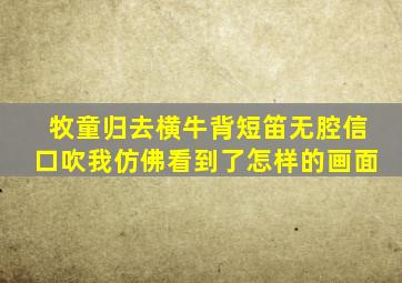 牧童归去横牛背短笛无腔信口吹我仿佛看到了怎样的画面
